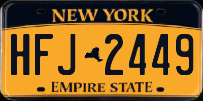 NY license plate HFJ2449