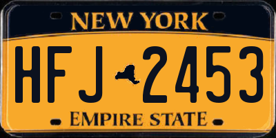 NY license plate HFJ2453