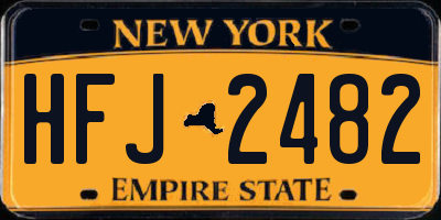 NY license plate HFJ2482
