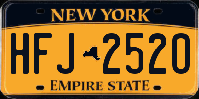 NY license plate HFJ2520