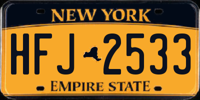 NY license plate HFJ2533