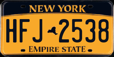 NY license plate HFJ2538