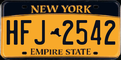 NY license plate HFJ2542