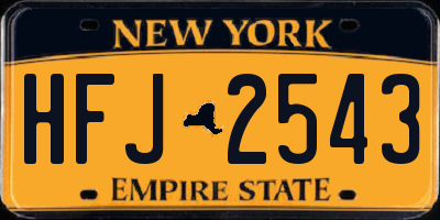 NY license plate HFJ2543