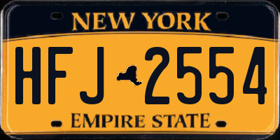 NY license plate HFJ2554