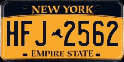 NY license plate HFJ2562