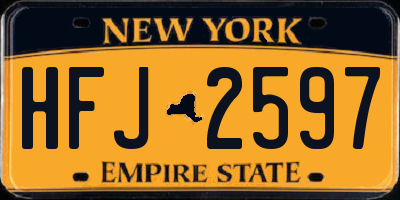 NY license plate HFJ2597