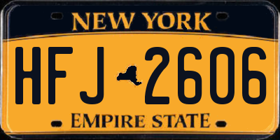 NY license plate HFJ2606