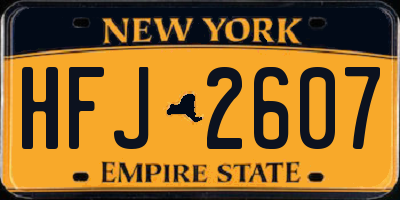 NY license plate HFJ2607