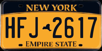 NY license plate HFJ2617