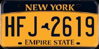 NY license plate HFJ2619