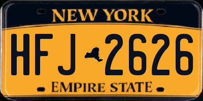 NY license plate HFJ2626