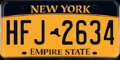 NY license plate HFJ2634