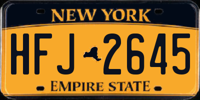 NY license plate HFJ2645