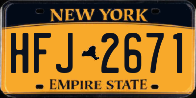 NY license plate HFJ2671