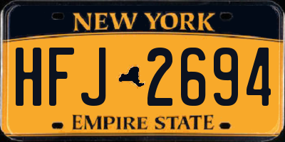 NY license plate HFJ2694