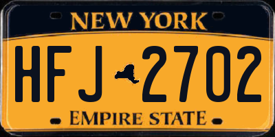 NY license plate HFJ2702