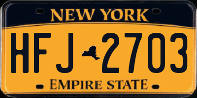 NY license plate HFJ2703