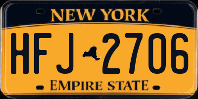 NY license plate HFJ2706