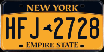 NY license plate HFJ2728