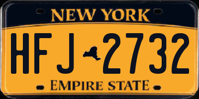 NY license plate HFJ2732