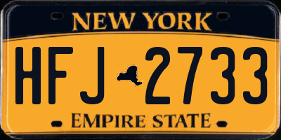 NY license plate HFJ2733