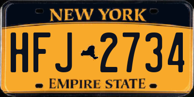 NY license plate HFJ2734