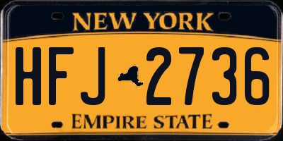 NY license plate HFJ2736