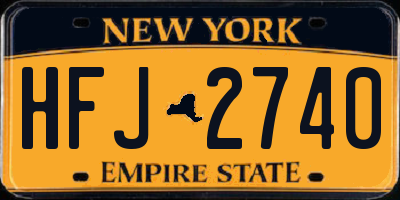 NY license plate HFJ2740