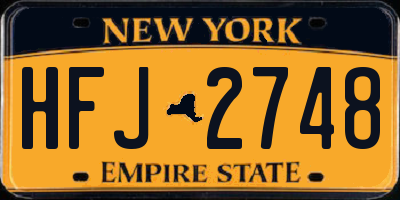 NY license plate HFJ2748