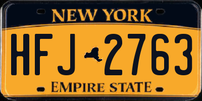 NY license plate HFJ2763