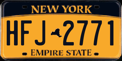 NY license plate HFJ2771