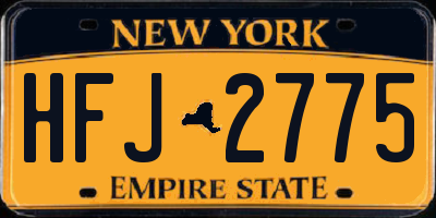 NY license plate HFJ2775