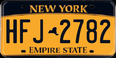 NY license plate HFJ2782