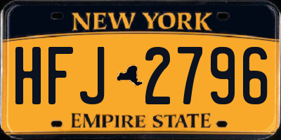NY license plate HFJ2796