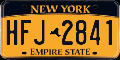 NY license plate HFJ2841