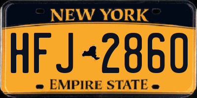 NY license plate HFJ2860