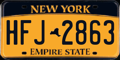 NY license plate HFJ2863