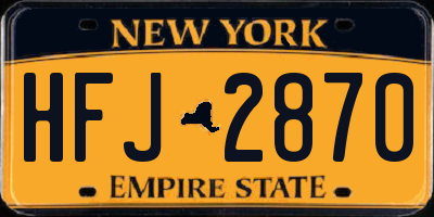 NY license plate HFJ2870
