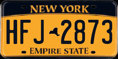 NY license plate HFJ2873