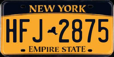 NY license plate HFJ2875