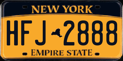 NY license plate HFJ2888