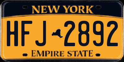 NY license plate HFJ2892