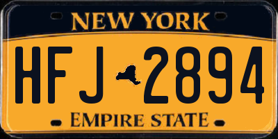 NY license plate HFJ2894