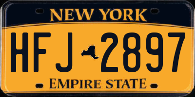 NY license plate HFJ2897