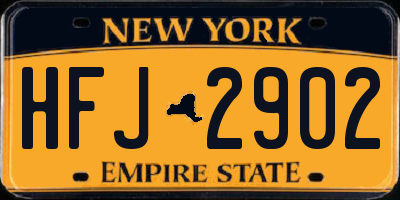NY license plate HFJ2902