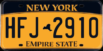 NY license plate HFJ2910