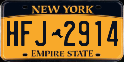 NY license plate HFJ2914