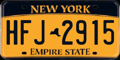 NY license plate HFJ2915