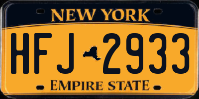 NY license plate HFJ2933